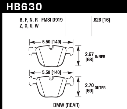 Hawk Performance HB630Z.626 PC Brake Pads Rear