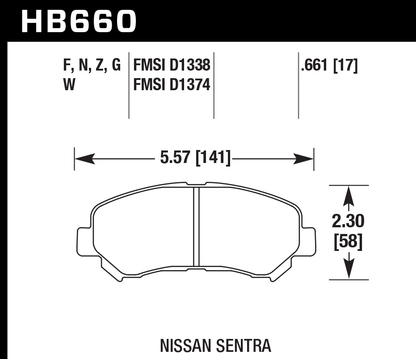 Hawk Performance HB660B.661 HPS 5.0 Brake Pads Front