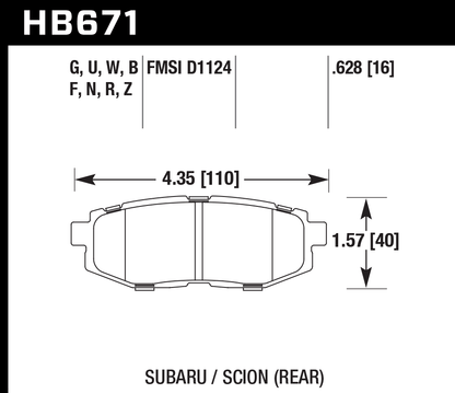 Hawk Performance HB671N.628 HP Plus Brake Pads Rear