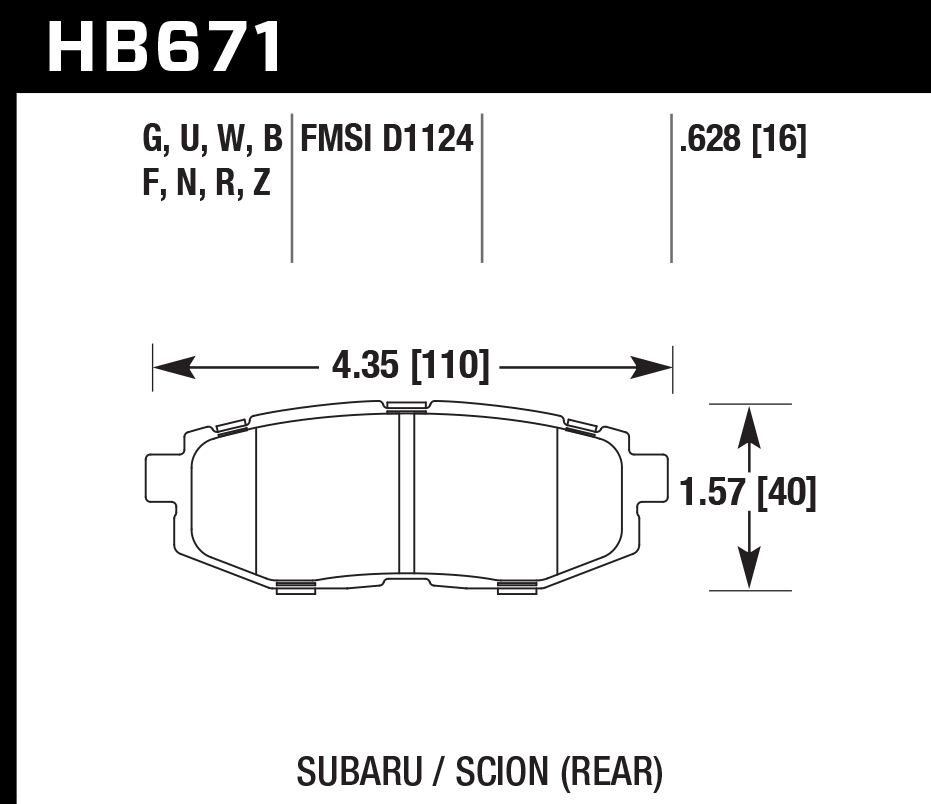 Hawk Performance HB671F.628 HPS Brake Pads Rear