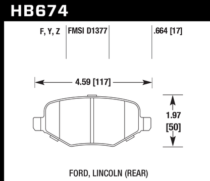 Hawk Performance HB674Y.664 LTS Brake Pads Rear