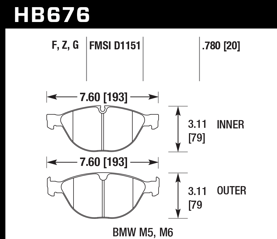 Hawk Performance HB676Z.780 PC Brake Pads Front