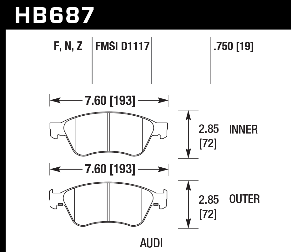 Hawk Performance HB687F.750 HPS Brake Pads Front