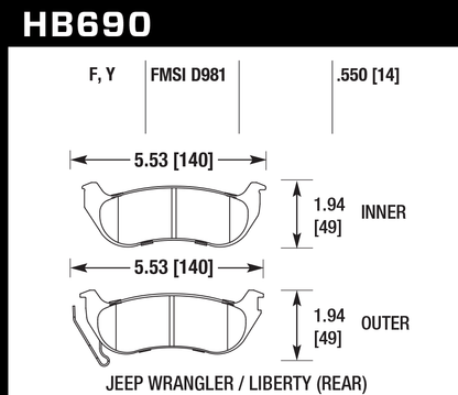 Hawk Performance HB690Y.550 LTS Brake Pads Rear