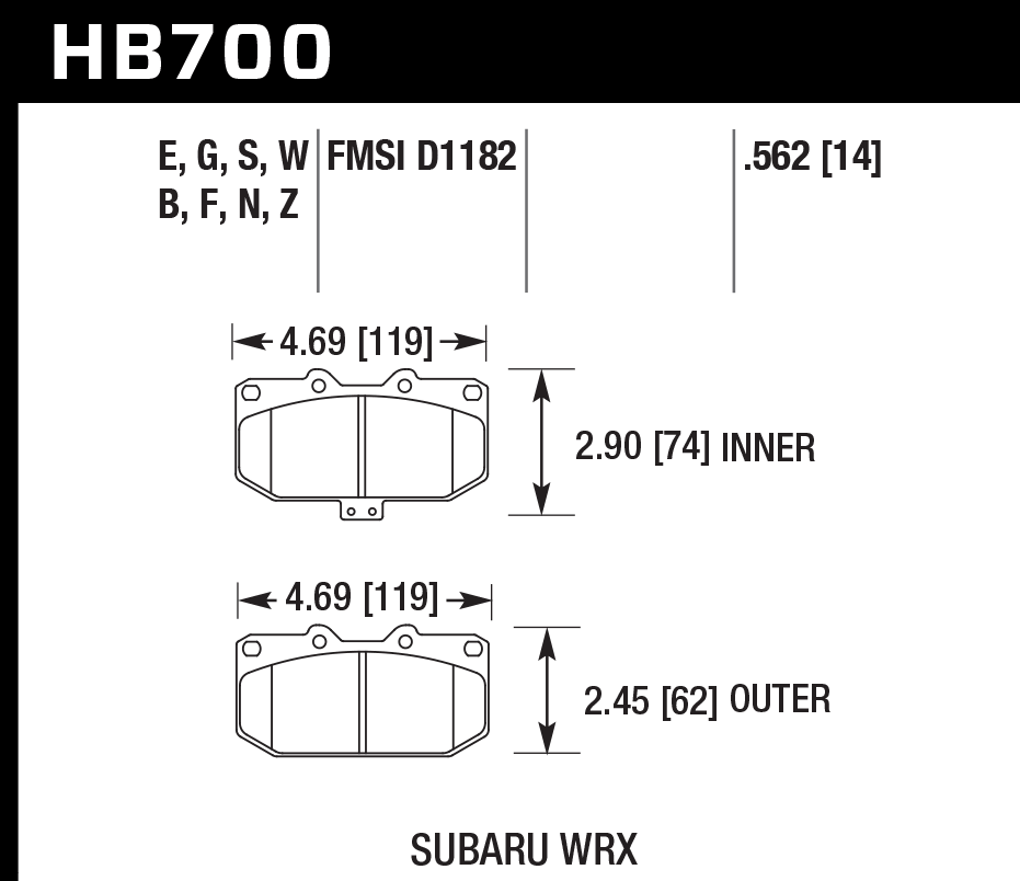 Hawk Performance HB700B.562 HPS 5.0 Brake Pads Front