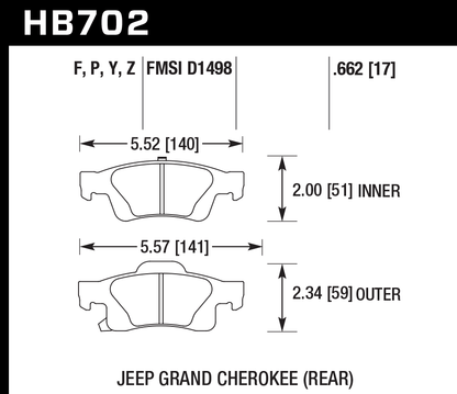 Hawk Performance HB702Z.662 PC Brake Pads Rear