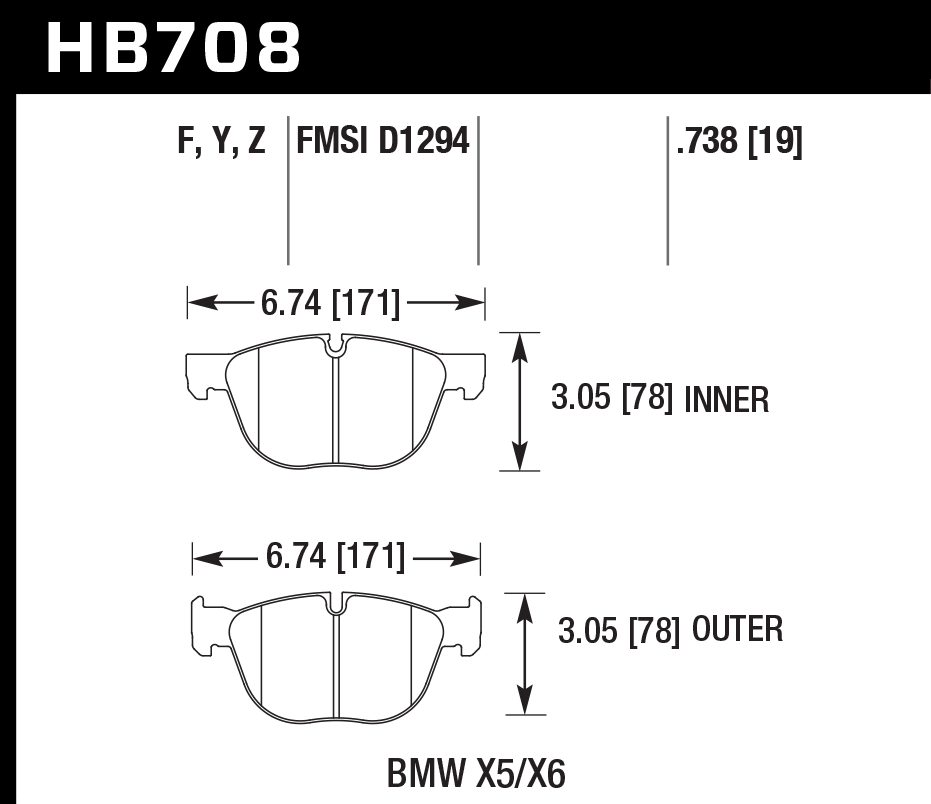 Hawk Performance HB708Z.738 PC Brake Pads Front