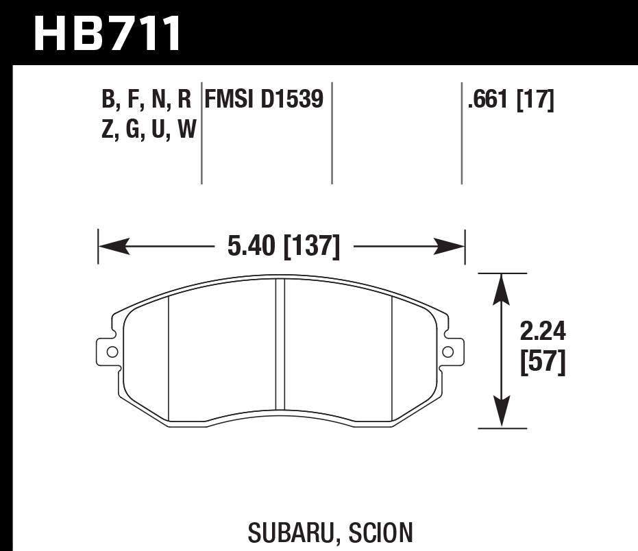 Hawk Performance HB711U.661 DTC-70 Brake Pads Front