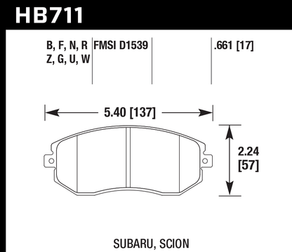 Hawk Performance HB711U.661 DTC-70 Brake Pads Front