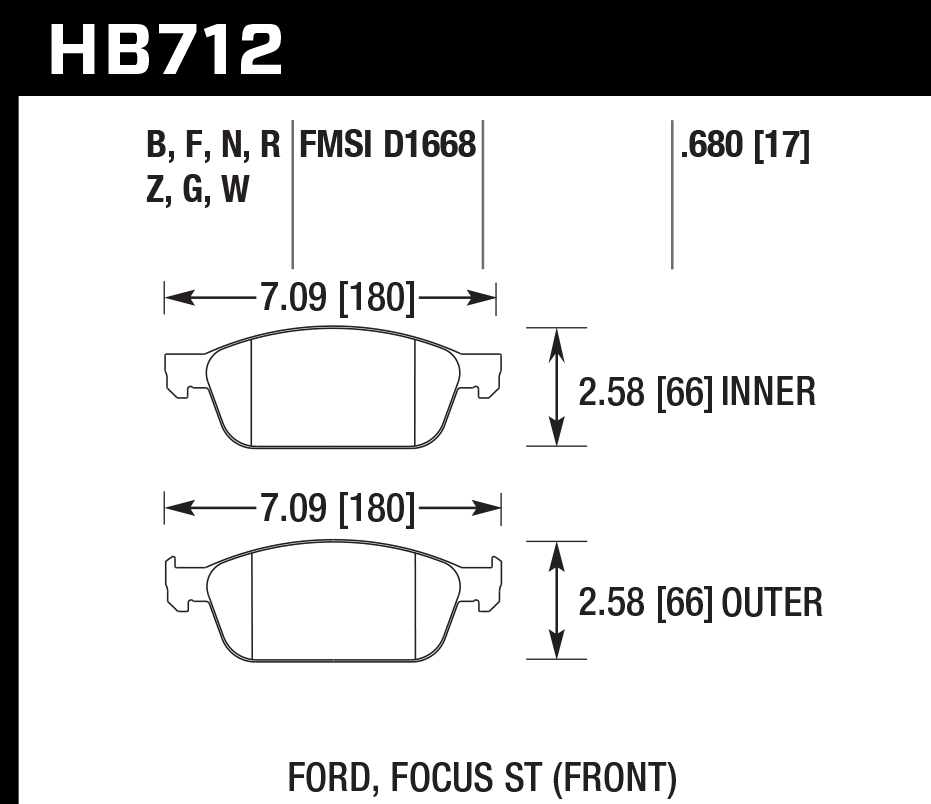 Hawk Performance HB712Z.680 PC Brake Pads Front