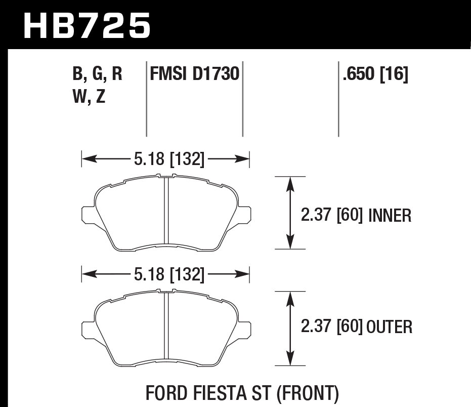 Hawk Performance HB725N.650 HP Plus Brake Pads Front