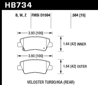 Hawk Performance HB734B.584 HPS 5.0 Brake Pads Rear