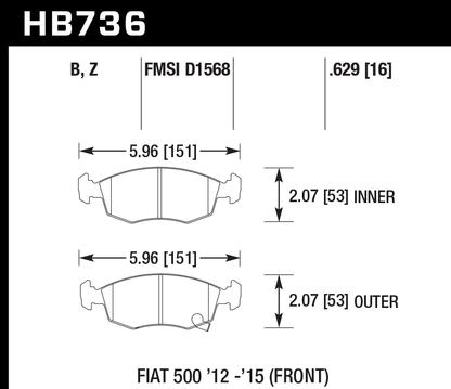 Hawk Performance HB736Z.629 PC Brake Pads Front