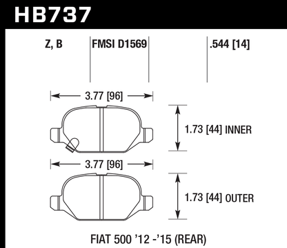 Hawk Performance HB737B.544 HPS 5.0 Brake Pads Rear