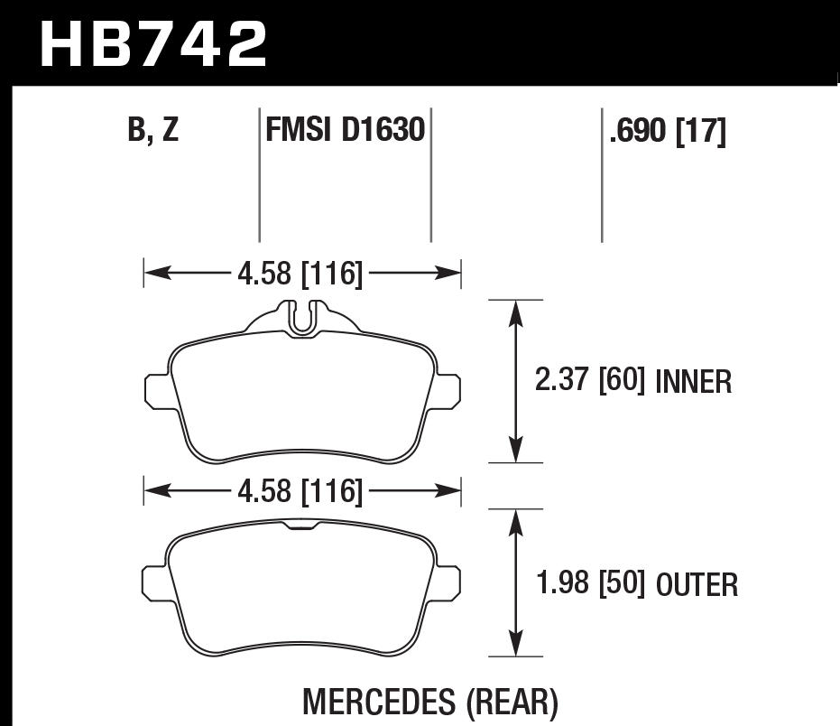 Hawk Performance HB742Z.690 PC Brake Pads Rear