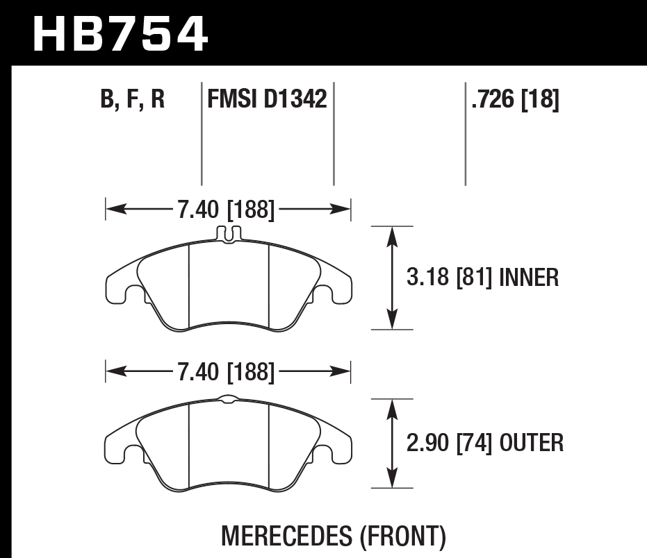 Hawk Performance HB754F.726 HPS Brake Pads Front