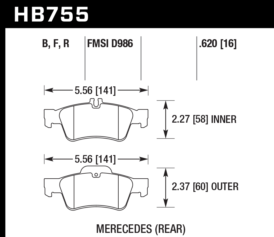 Hawk Performance HB755F.620 HPS Brake Pads Rear