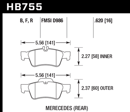 Hawk Performance HB755N.620 HP Plus Brake Pads Rear