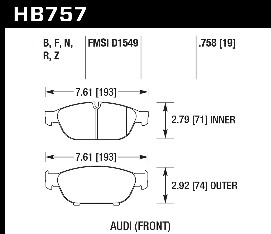 Hawk Performance HB757Z.758 PC Brake Pads Front