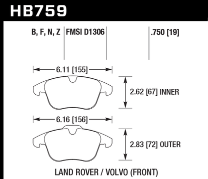 Hawk Performance HB759N.750 HP Plus Brake Pads Front