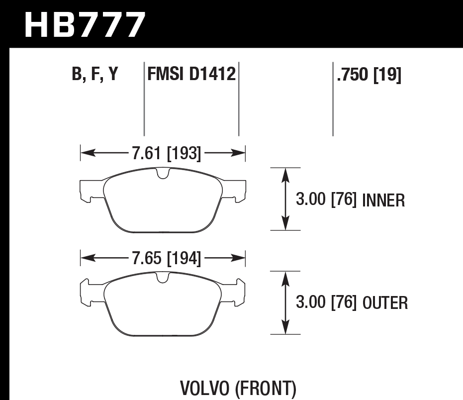 Hawk Performance HB777Y.750 LTS Brake Pads Front