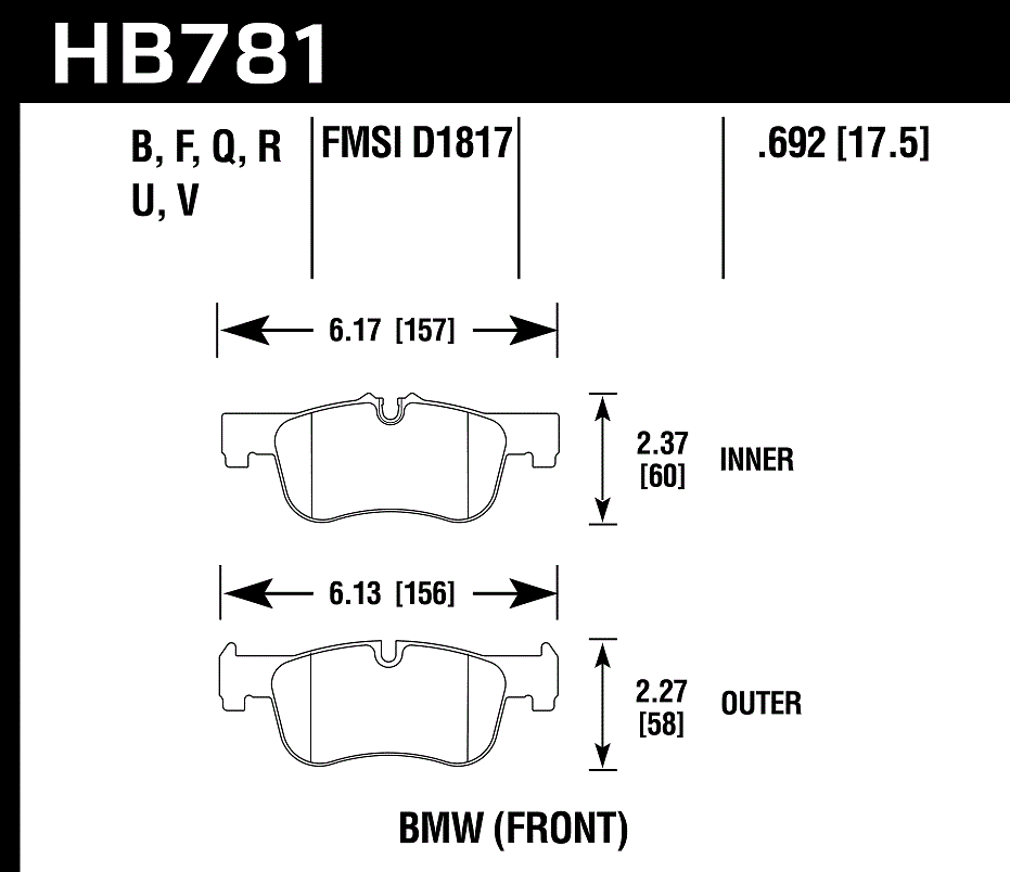 Hawk Performance HB781V.692 DTC-50 Brake Pads Front