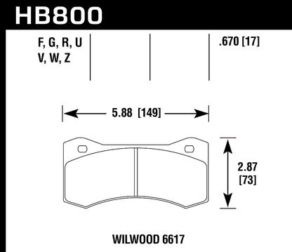 Hawk Performance HB800V.670 DTC-50 Brake Pads