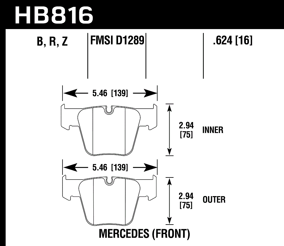 Hawk Performance HB816Z.624 PC Brake Pads Front