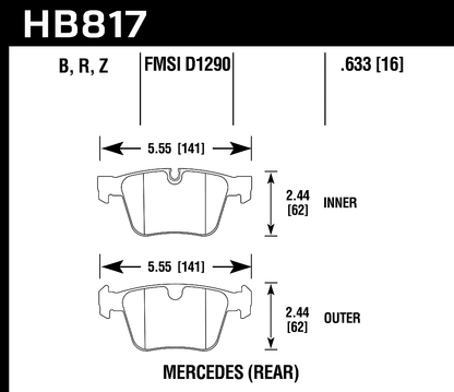 Hawk Performance HB817Z.633 PC Brake Pads Rear