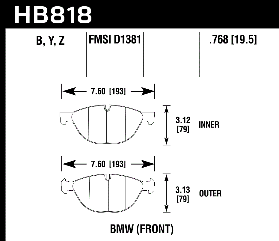 Hawk Performance HB818Y.768 LTS Brake Pads Front