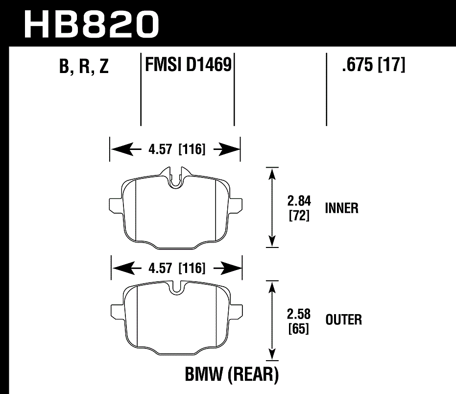 Hawk Performance HB820Z.675 PC Brake Pads Rear