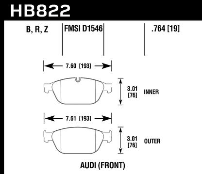 Hawk Performance HB822Z.764 PC Brake Pads Front