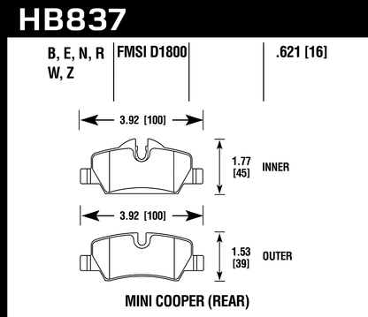 Hawk Performance HB837B.621 HPS 5.0 Brake Pads Rear