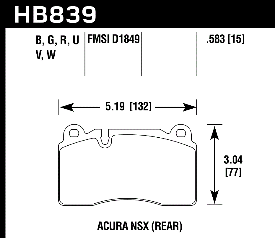 Hawk Performance HB839W.583 DTC-30 Brake Pads Rear