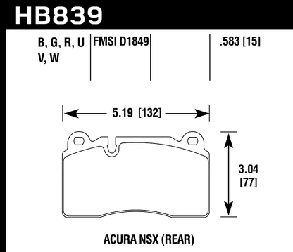 Hawk Performance HB839W.583 DTC-30 Brake Pads Rear