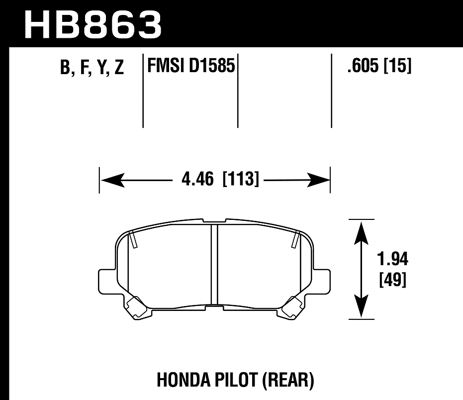 Hawk Performance HB863Z.605 PC Brake Pads Rear