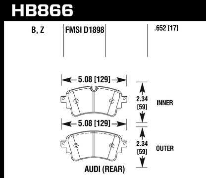 Hawk Performance HB866B.652 HPS 5.0 Brake Pads Rear