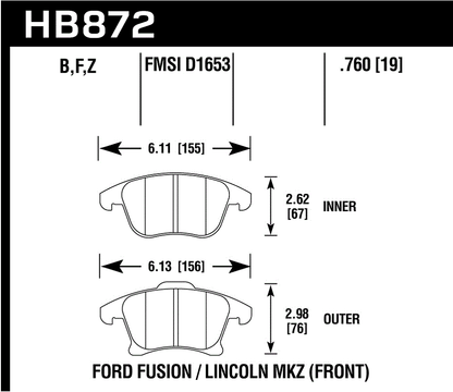 Hawk Performance HB872B.760 HPS 5.0 Brake Pads Front