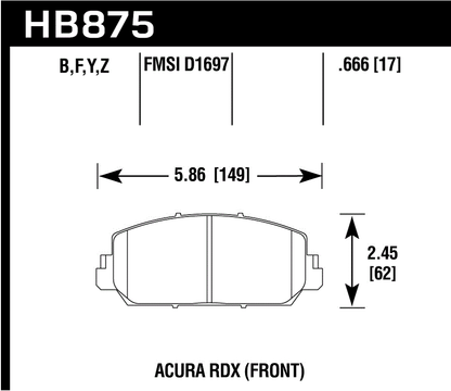 Hawk Performance HB875Y.666 LTS Brake Pads Front