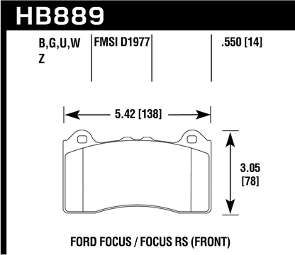 Hawk Performance HB889B.550 HPS 5.0 Brake Pads Front