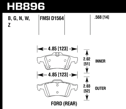 Hawk Performance HB896B.568 HPS 5.0 Brake Pads Rear