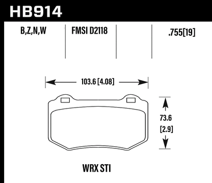 Hawk Performance HB914N.580 HP Plus Brake Pads Rear