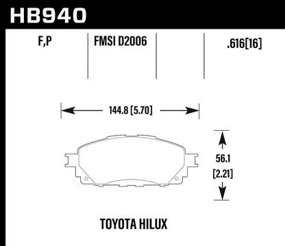 Hawk Performance HB940F.616 HPS Brake Pads Front