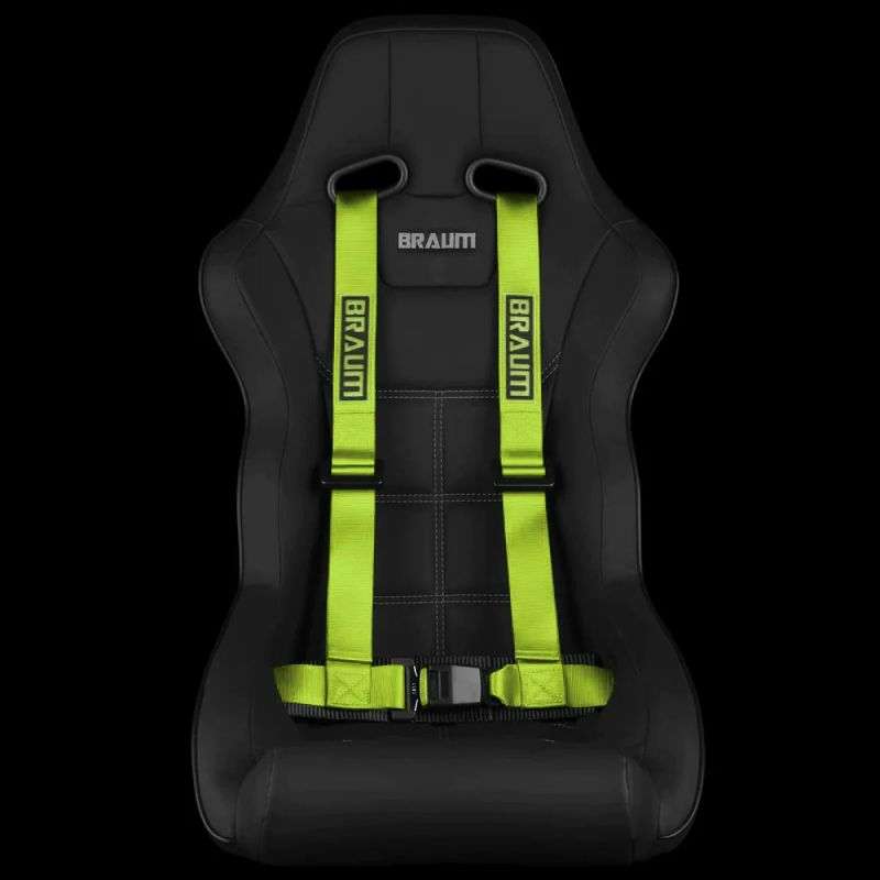 BRAUM Racing Harnesses 4 Pt - Racing Harness 2” Strap Lime Green - Priced Per Harness | ML Performance UK Car Parts