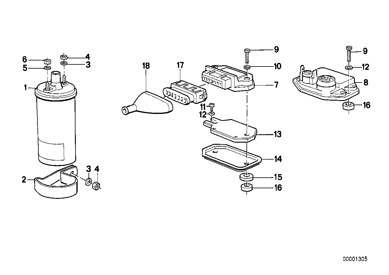 Genuine BMW 12141705608 E30 E28 Control Unit Transitorized Ignition (Inc. 323i, 320i & 316i)