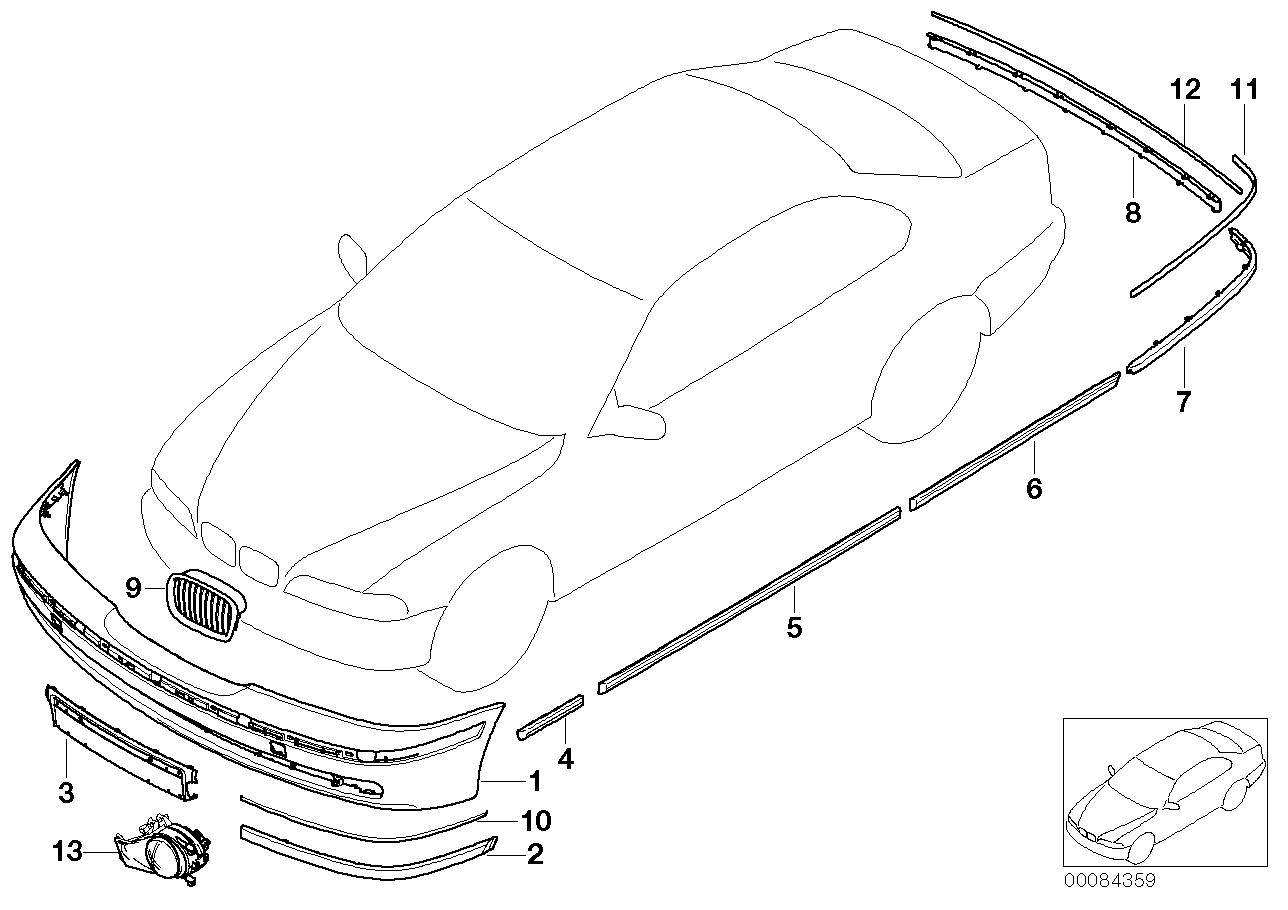 Genuine BMW 51137036699 E39 Molding, Door, Primed, Front Left (Inc. 525tds, 540iP & 530d) | ML Performance UK UK Car Parts