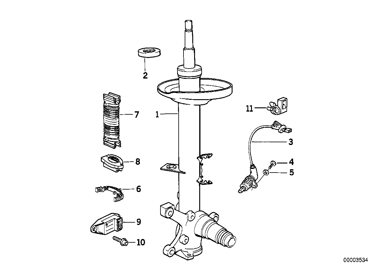 Genuine BMW 31311140008 E31 Front Right Spring Strut (Inc. 840i, 840Ci & 850Ci) | ML Performance UK UK Car Parts