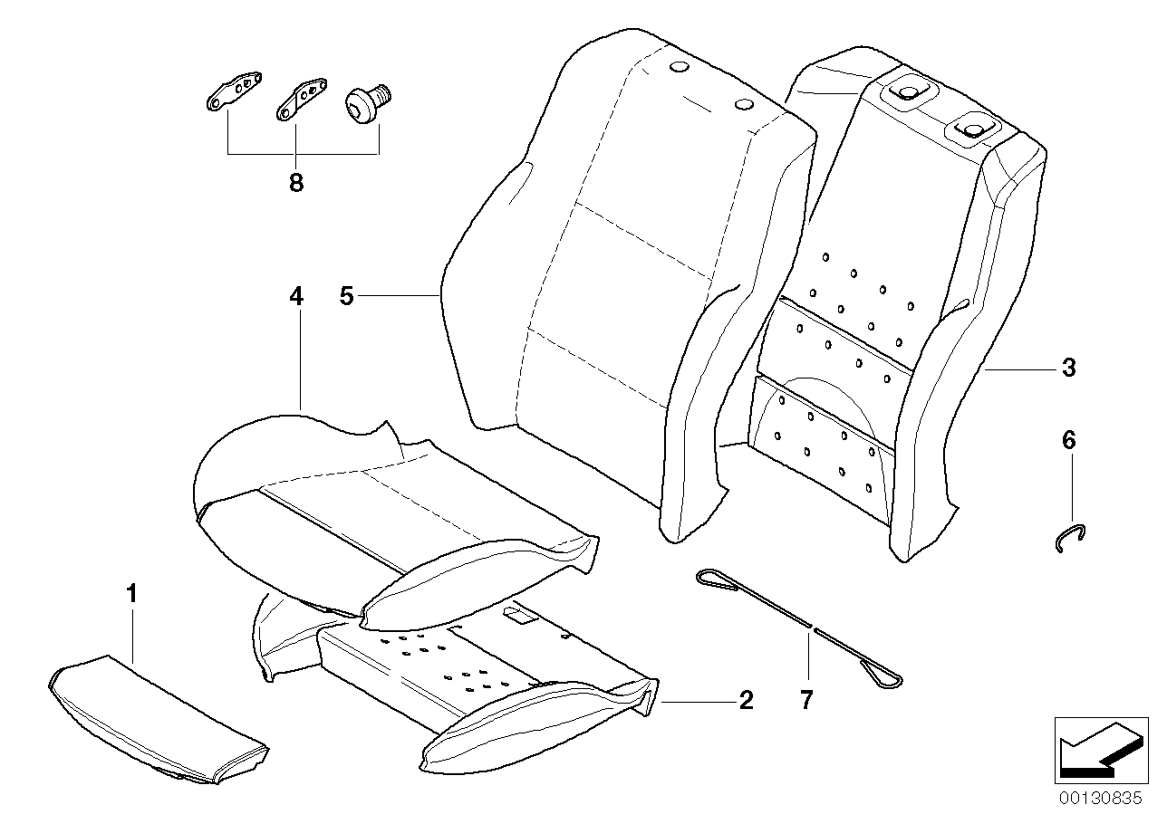 Genuine BMW 52107052353 E63 Foam Section, Backrest (Inc. 650i, 635d & 630i) | ML Performance UK UK Car Parts