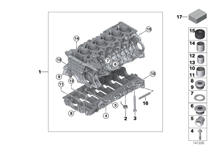 Genuine BMW 11110426591 F20 F36 F13 Set Of Aluminum Screws F Compl.Crankcase (Inc. 435iX, 640iX & Z4 35is)