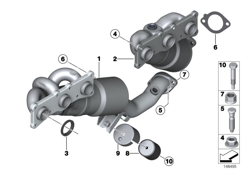 Genuine BMW 18407556990 E93 E92 Rp-Exhaust Manifold With Catalytic Conv. ZYL.4-6 ULEV2 (Inc. 328xi, 328i & 128i)